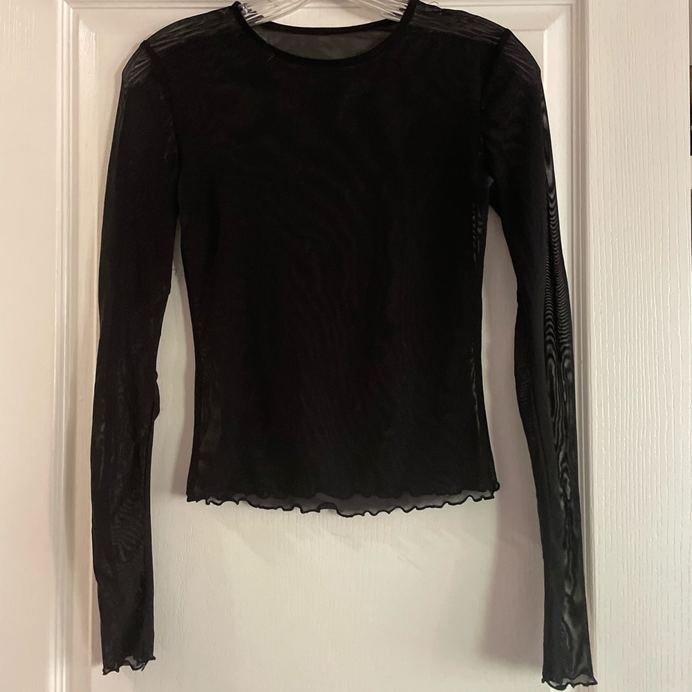 Garage sheer black crop top